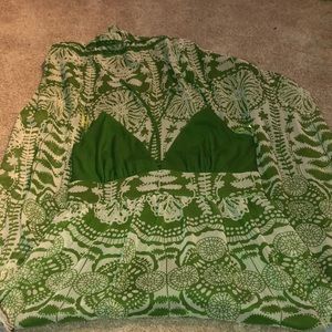 Long green floral dress